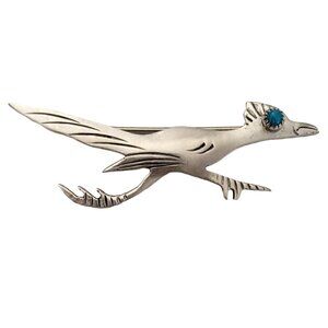 Sterling Silver Turquoise Road Runner Bird Pin K291